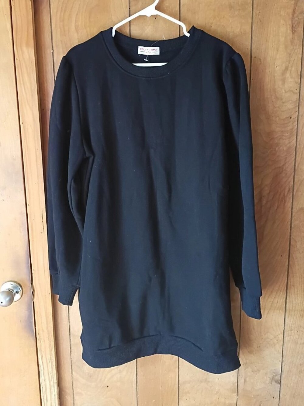 Discount Divas Sweatshirt Dress Women’s Large Black Long Tunic Pullover Casual